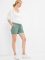 Maternity Linen-Cotton Pull-On Shorts