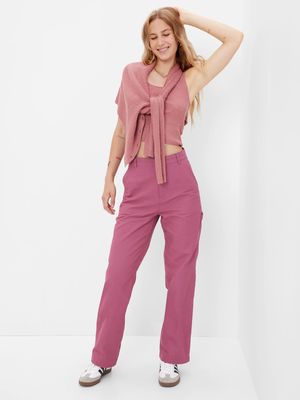 High Rise 90s Loose Carpenter Pants with Washwell