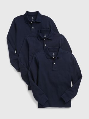 Kids 100% Organic Cotton Uniform Polo Shirt Shirt (3-Pack