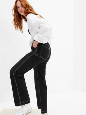 High Rise 90s Loose Carpenter Pants with Washwell