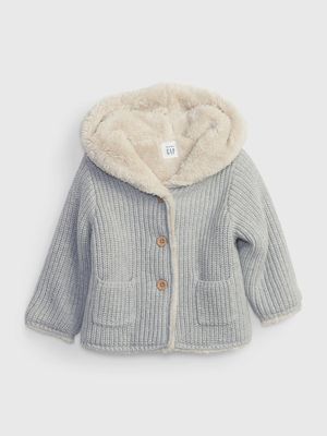 Baby Sherpa-Lined Bear Sweater