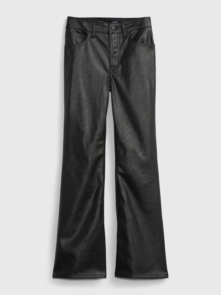 Kids High Rise Faux-Leather Flare Pants
