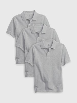 Kids Organic Cotton Uniform Polo Shirt Shirt (3-Pack