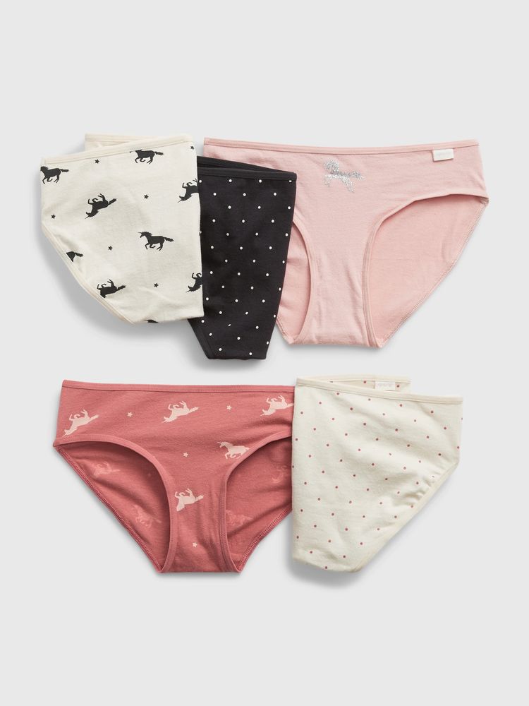 Kids Organic Cotton Unicorn Bikini Briefs (5-Pack