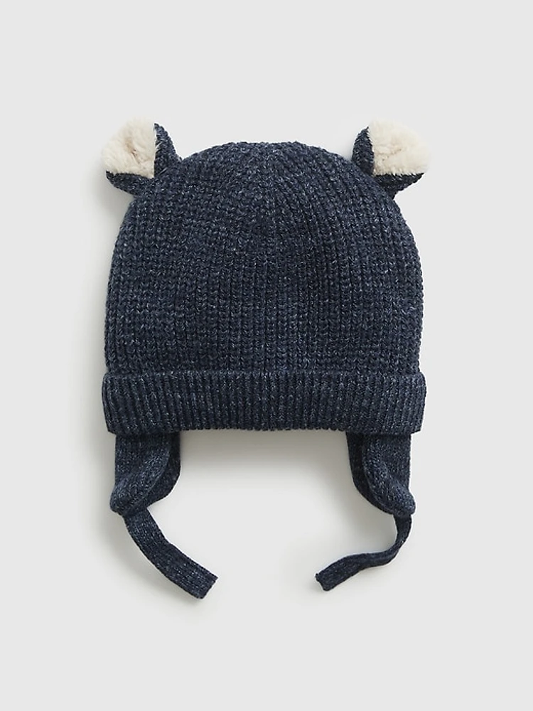 Baby Sherpa-Lined Bear Beanie