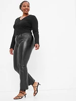 Mid Rise Vegan Leather Baby Boot Pants