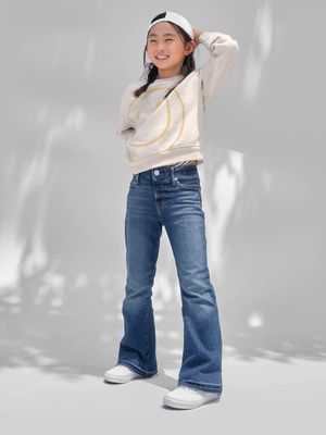 Kids High Rise Flare Jeans with Washwell