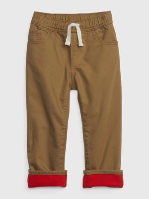 Toddler Fleece-Lined Pull-On Slim Jeans with Washwell