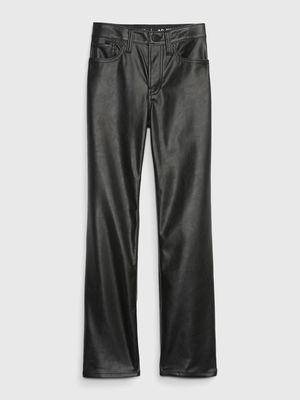 Kids High Rise Faux-Leather 90s Loose Pants