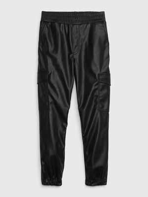 Kids Faux-Leather Joggers