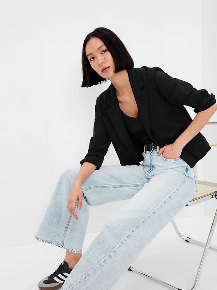 Ponte Cropped Blazer