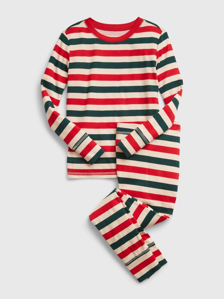 Kids 100% Organic Cotton Holiday Stripe PJ Set