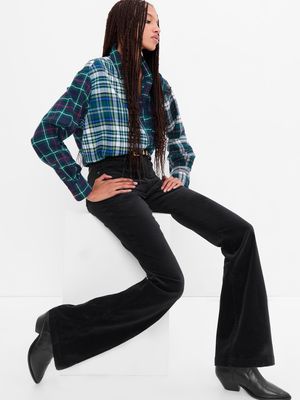 High Rise Velvet 70s Flare Jeans with Washwell