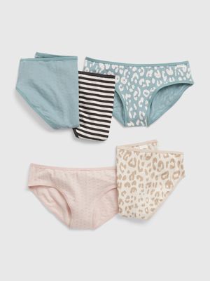 Kids Organic Cotton Leopard Bikini Briefs (5-Pack