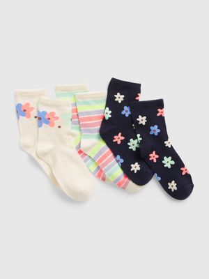 Kids Flower Crew Socks (3-Pack