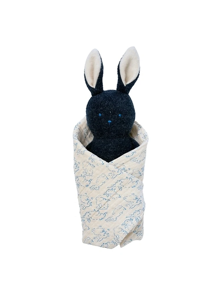 Bunny Rattle and Burp Cloth