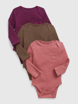 Baby 100% Organic Cotton Rib Bodysuit (3-Pack