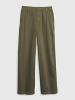 Mid Rise Twill Wide-Leg Khakis