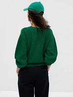 Shaker-Stitch Crewneck Sweater