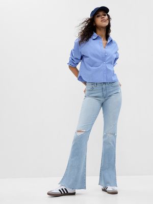 High Rise Split-Hem 70s Flare Jeans with Washwell