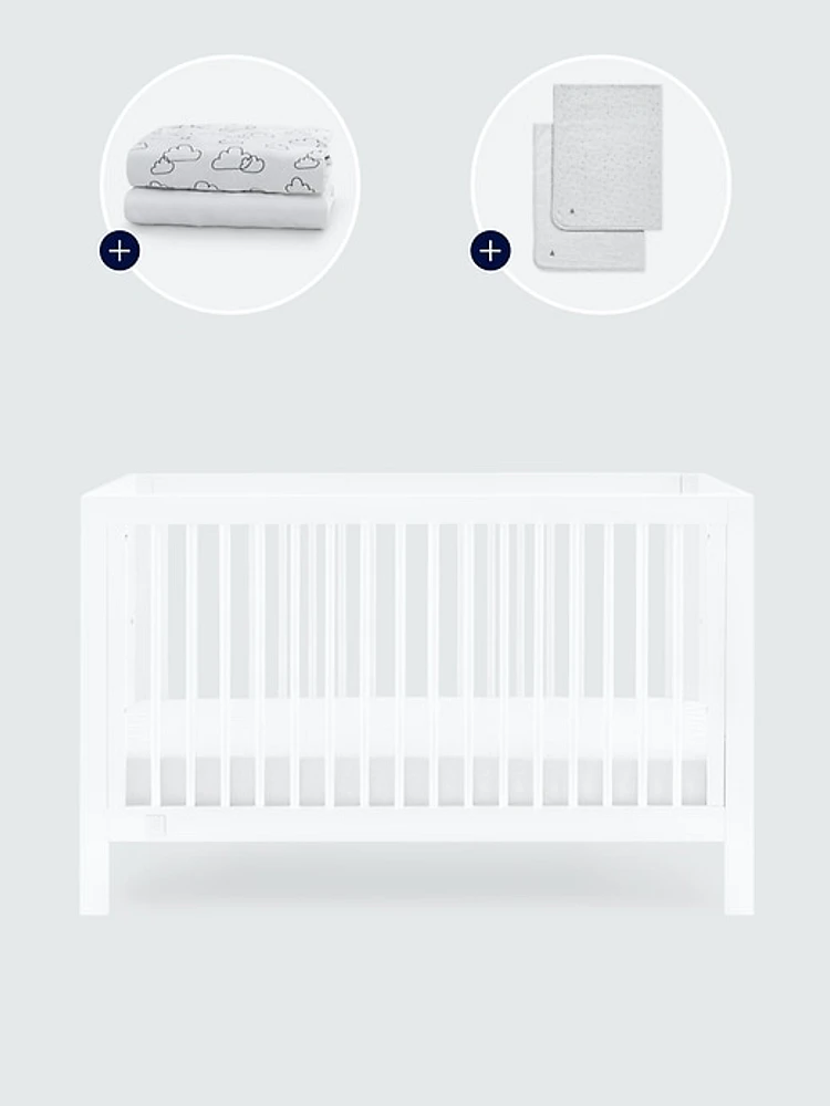 babyGap Charlie Crib with Clouds and Stripes Bedding Bundle