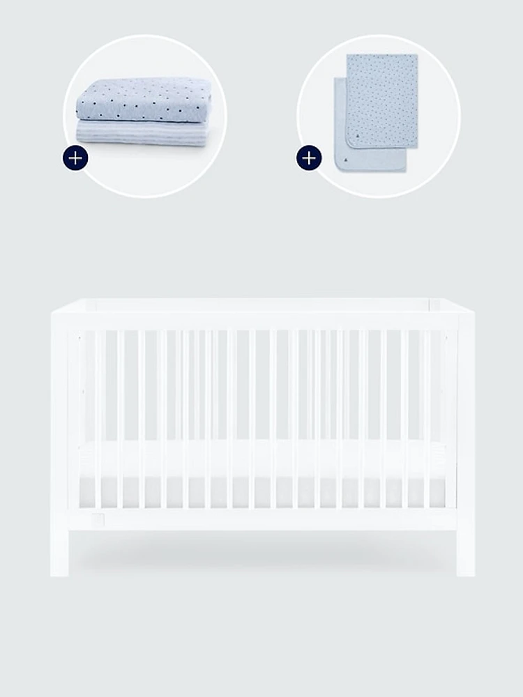 babyGap Charlie Crib with Blue Stars and Stripes Bedding Bundle