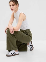 Mid Rise Twill Wide-Leg Khakis