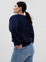 Shaker-Stitch Crewneck Sweater