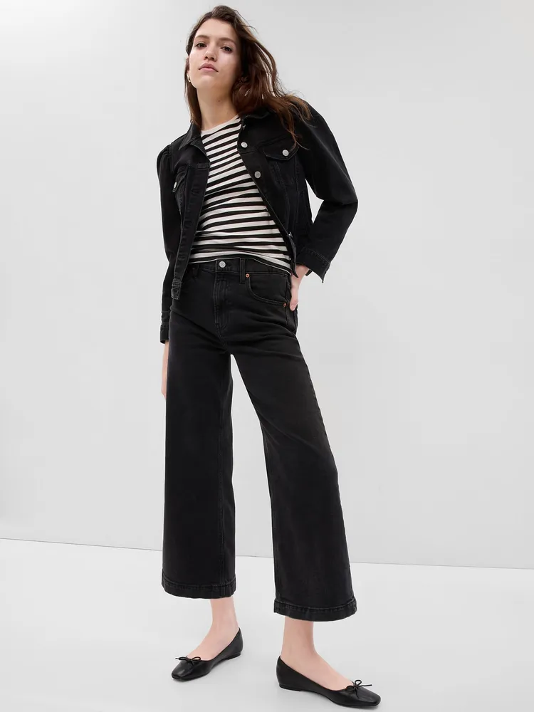 Gap High Rise Stride Wide-Leg Ankle Jeans with Washwell