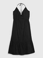 V-Neck Halter Midi Dress