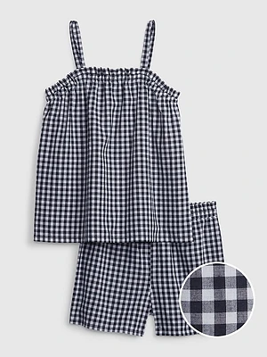 Kids 100% Recycled Gingham PJ Shorts Set