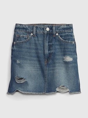 Kids High Rise Denim Skirt