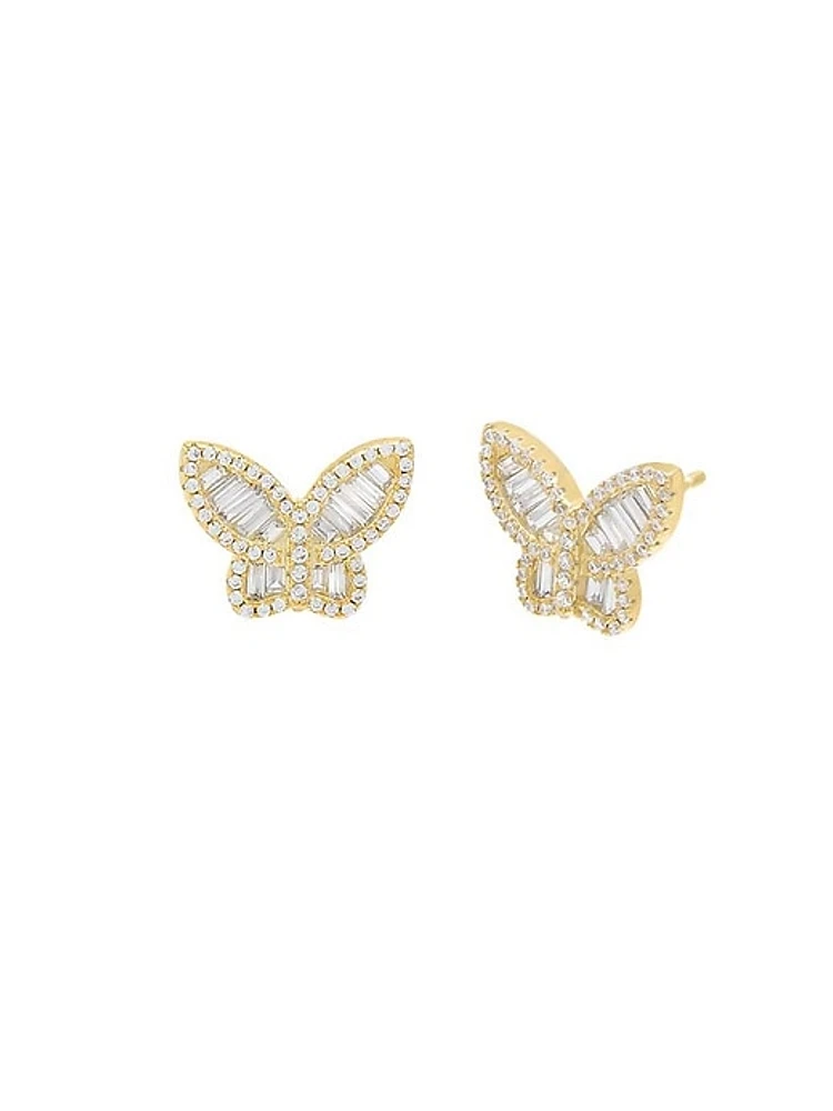 Pave x Baguette Butterfly Stud Earring