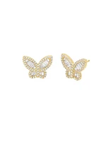 Pave x Baguette Butterfly Stud Earring