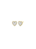 Colored Stone Pave Heart Stud Earring