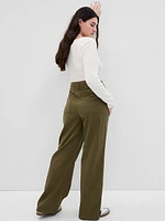 Mid Rise Twill Wide-Leg Khakis