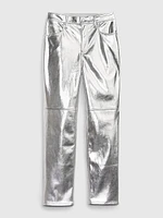 High Rise Vegan Leather Cheeky Straight Pants