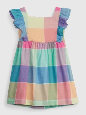 Toddler Linen-Cotton Plaid Dress