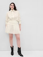 Smocked Eyelet Mini Skirt