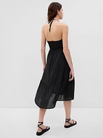 V-Neck Halter Midi Dress