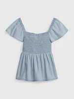 Kids Smocked Denim Top