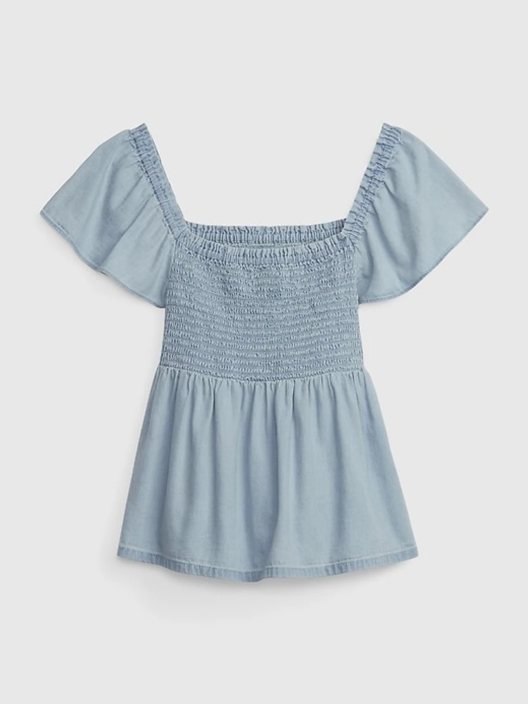 Kids Smocked Denim Top