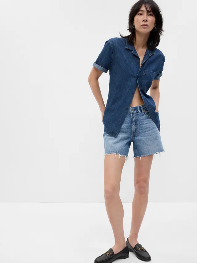 10 High Rise Stride Denim Bermuda Shorts