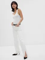 Mid Rise Split-Hem 90s Loose Jeans with Washwell