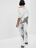 High Rise Vegan Leather Cheeky Straight Pants