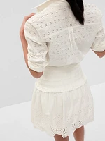 Smocked Eyelet Mini Skirt