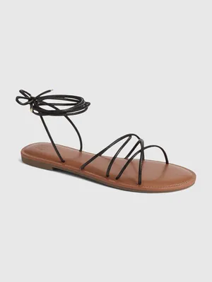 Strappy Lace-Up Sandals
