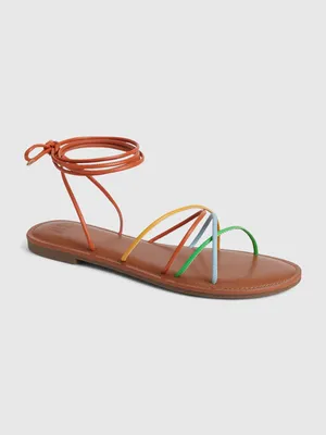 Strappy Lace-Up Sandals