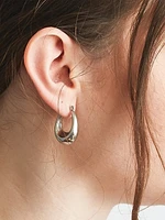 Silver Oval Hoop Earrings