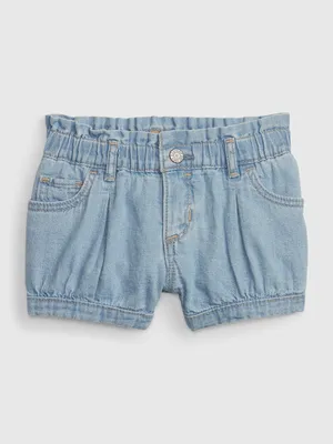 Baby 100% Organic Cotton Bubble Denim Shorts with Washwell